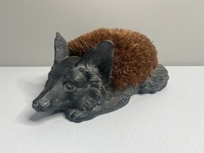 Vtg Animal Fox Shoe Boot Brush Hen-feathers Mud Room Door Stop