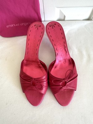 EMANUEL UNGARO Fuchsia Leather Mules 8.5