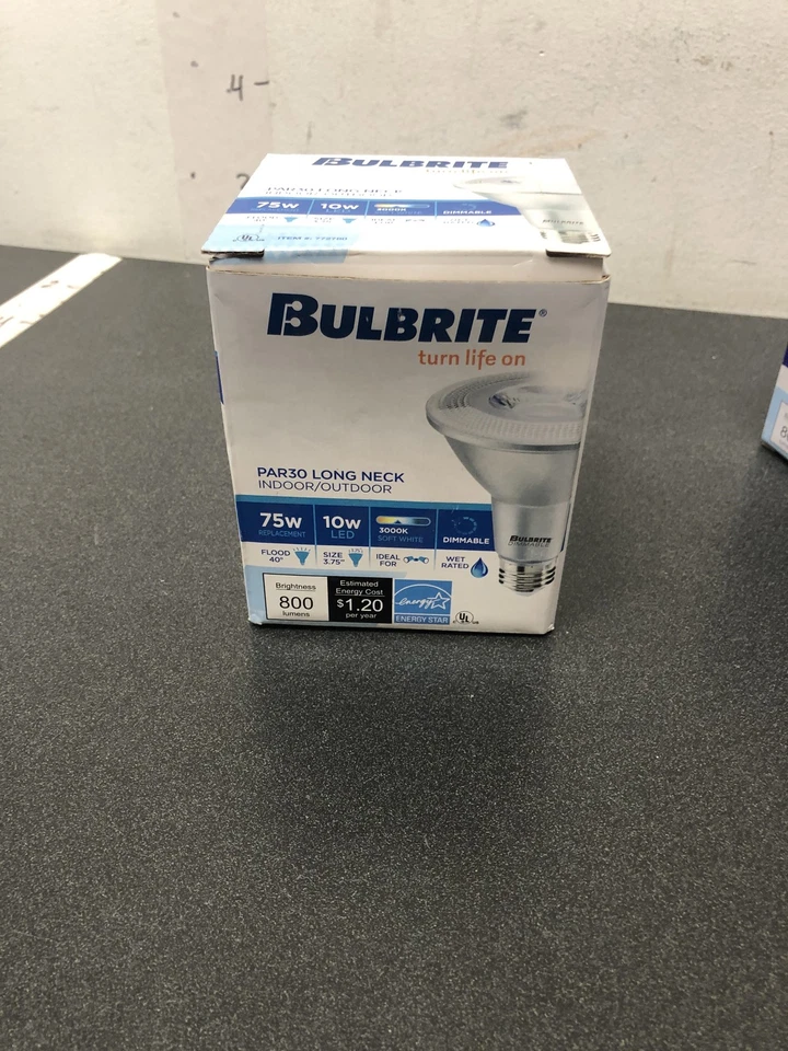 Bulbrite 10W Dimmable Long Neck PAR30 Wet Rated Flood LED Light Bulb, 3000K Soft - Image 2 of 2