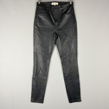 Madewell Lamb Leather Skinny Jeans Womens 26 Black High Rise Rock Preppy Classic