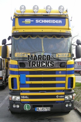 LKW Foto Scania 164L 480 Truck Deutschland gelb SCHNEIDER MIRKO ILONA #c9fg