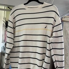 Nautica striped cream sweater size S