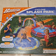 Banzai Cyclone Splash Park Inflatable Pool with Water Slide Sprinkler Arch