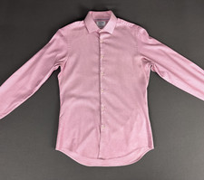 TM Lewin Super Fitted Pink Micro  Birdseye Shirt 16 41cm Cotton Stretch Formal