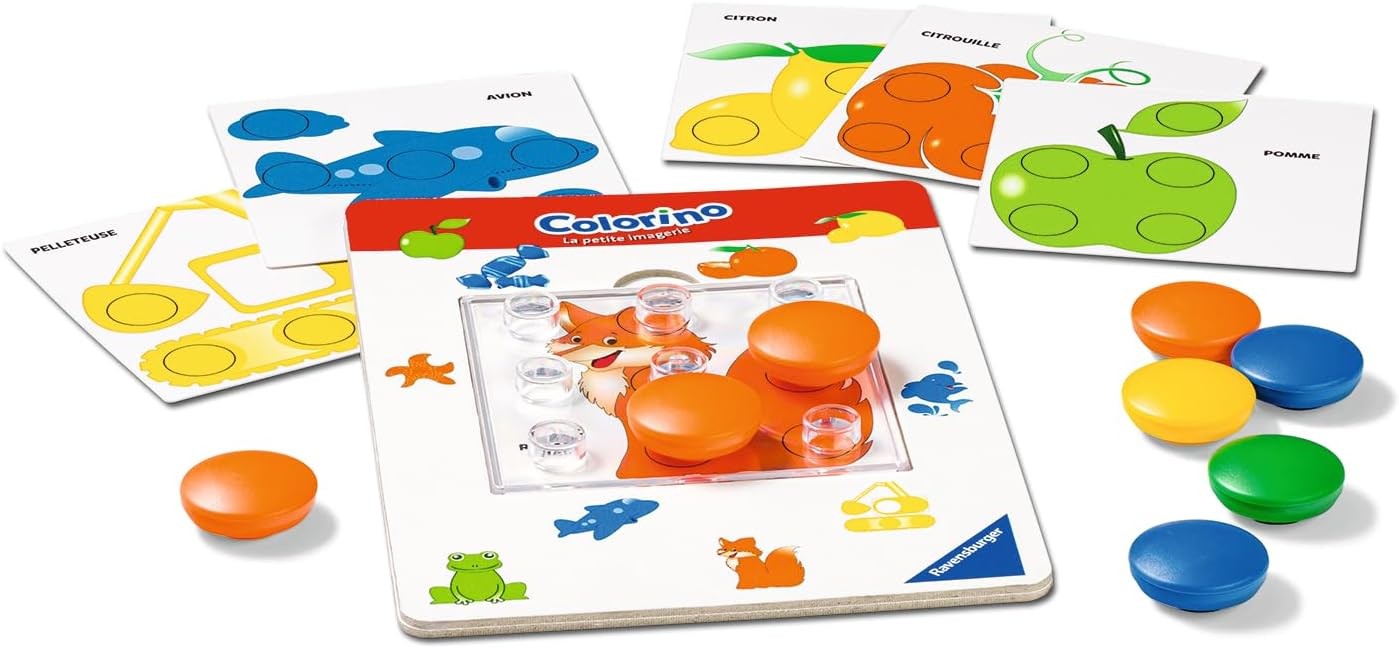 Jeu Éducatif Colorino Ravensburger avec Pions Ergonomiques pour la Motricité Fine et les Couleurs