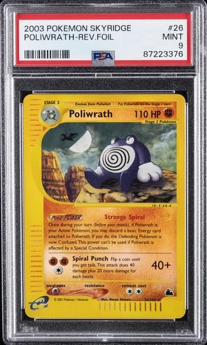 2003 POKEMON SKYRIDGE #26 POLIWRATH-REVERSE FOIL PSA 9