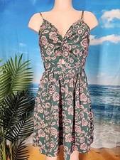 NWT Cupshe Women's Green Pink Floral Tie Back Beach Short Dress Size Small