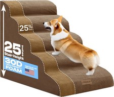 Extra Wide Dog Stairs Large Dogs Up to 80lbs 25" Pet Steps High Bed W/ Washable