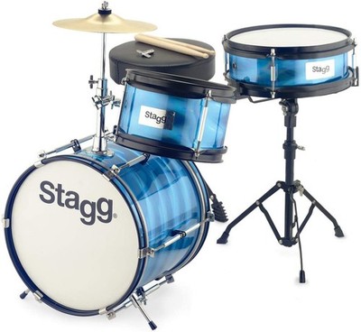 Stagg Kids Child's Full Drum Set Kit - Blue + Sticks, Cymbals & Throne