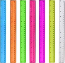 6PCS Clear Ruler, 12 Inch Plastic Rulers for School, Home, or Office, Clear Plas