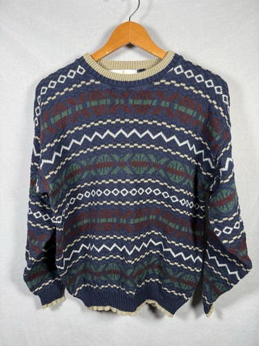 Bill Blass, Vintage Bill Blass Sweater 90s Made In USA Fall Knit Pullover Mens M Chunky
