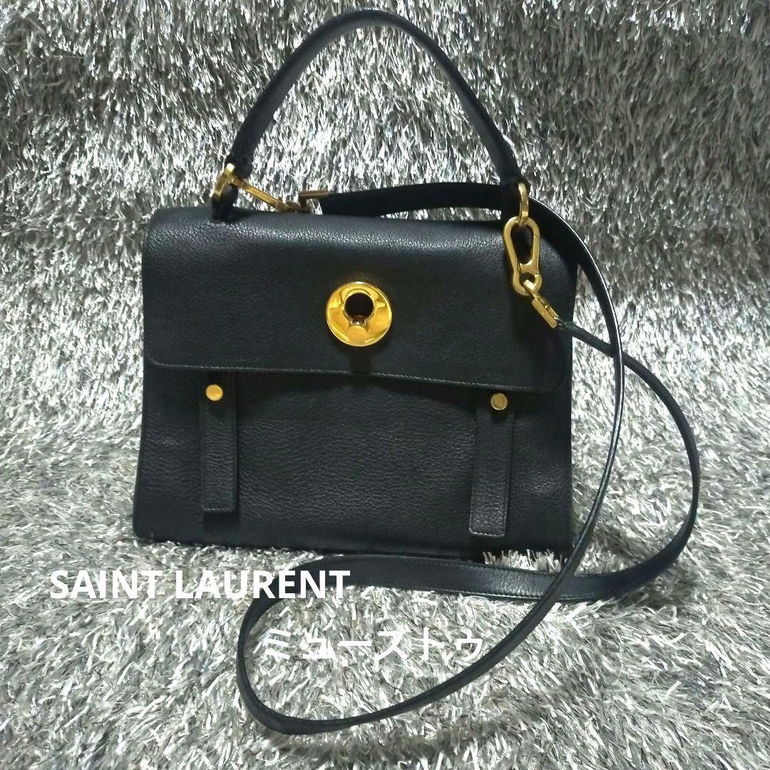 Saint Laurent Muse Toe Black Two-Way Bag with Gold Hardware Crafted in Italy