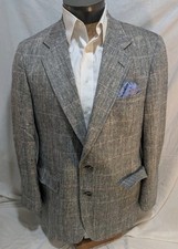 Hart Schaffner Marx Gray Silk Tweed Windowpane Blazer Sport Coat VTG