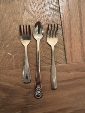 Vintage Baby Spoon Forks Gerber Oneida Sanitoy Avon Lot Of 3