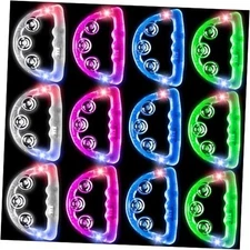 12 Pieces Light Up Tambourine, LED Tambourines for Adults Kids, Musical 