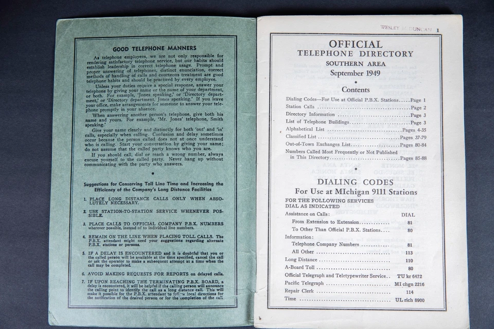 1949 Diretório Oficial Área Sul Califórnia Pacific Telephone Company - Imagem 2 de 4