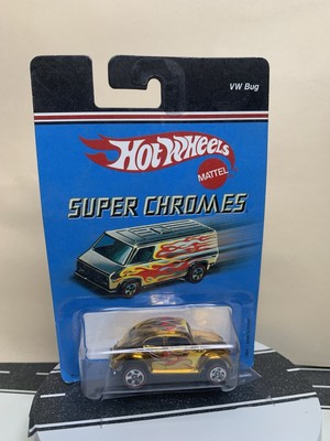 2006 Hot Wheels Super Chromes Volkswagen VW Bug Beetle Gold Chrome w/Flames NIP