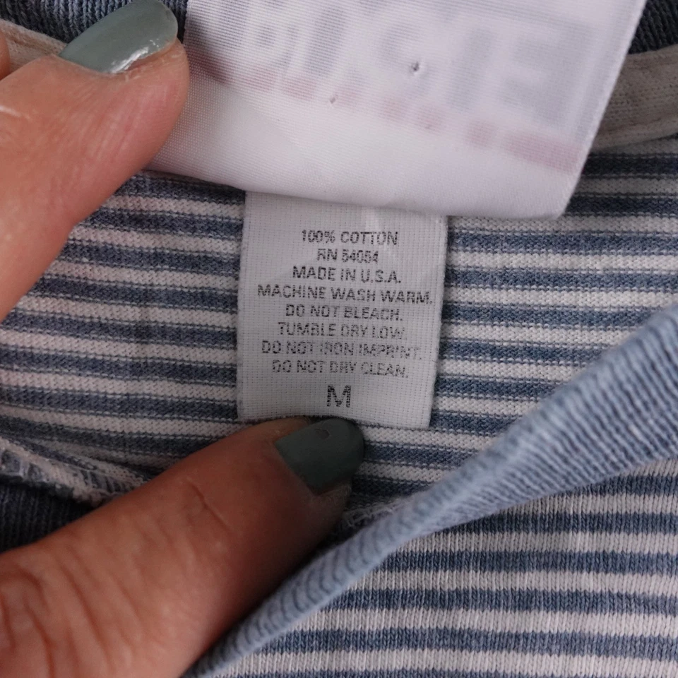 Camiseta de Colección Años 90 Bugle Boy Para Hombre Puntada Única Azul Blanco Rayas Talla M EE. UU. Foto 4 de 4