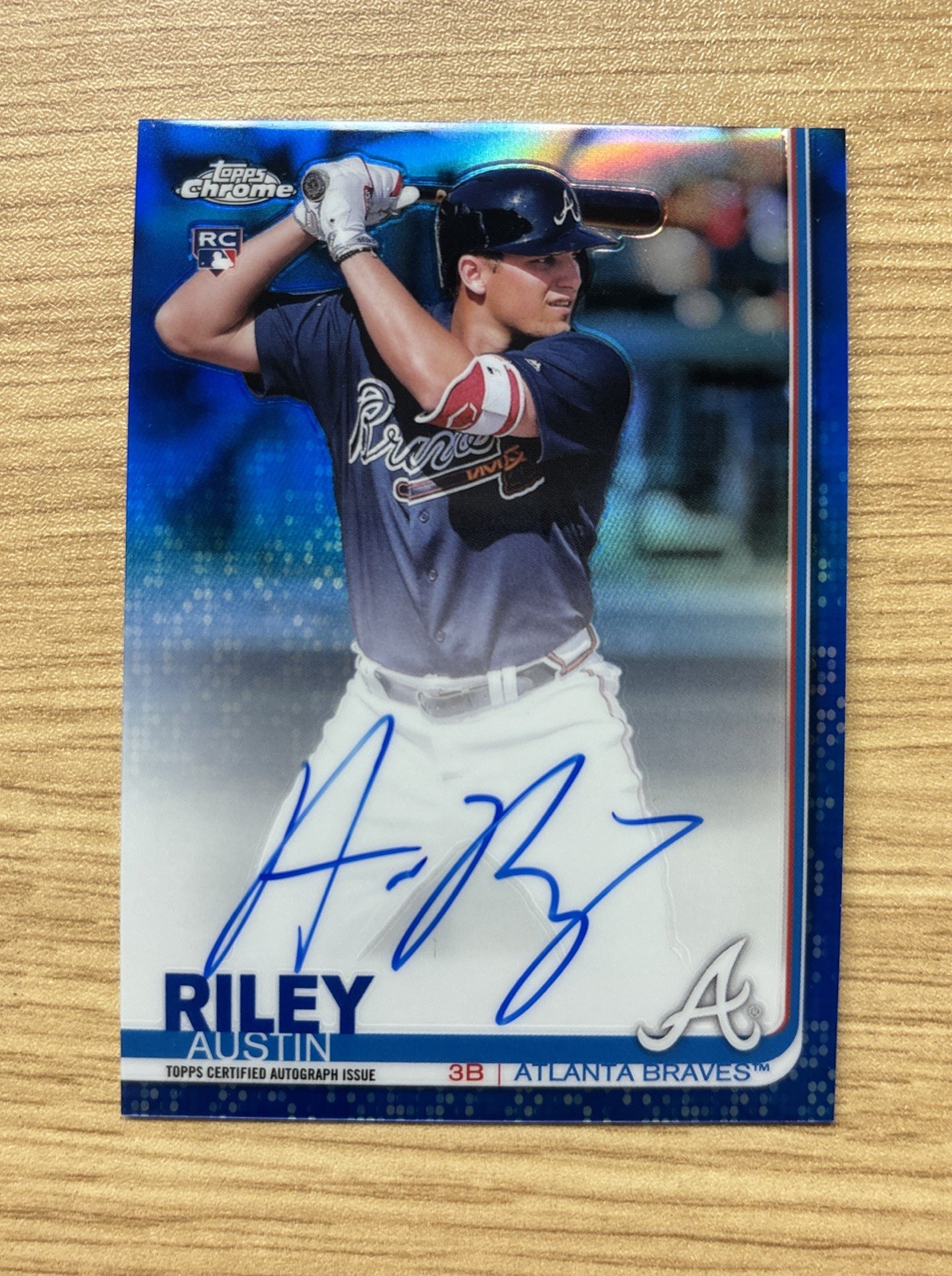 Austin Riley 2019 Topps Chrome AUTO /150 TRUE BLUE REFRACTOR ROOKIE BRAVES