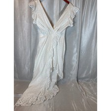 PrettyLittleThing White Eyelet Ruffle High Low Dress Cutout Tie Back Vacation