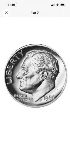 1964 Proof Roosevelt Dime in Original Cello from US Mint Proof Set - 90% Silver