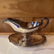 Antique Wallingford Co Silver plate Gravy Boat Underplate Nickel Silver c1905-25