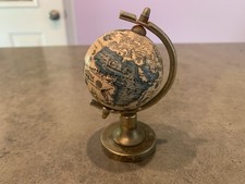 VTG Mythological Earth World Spinning Globe Brass Base 4"