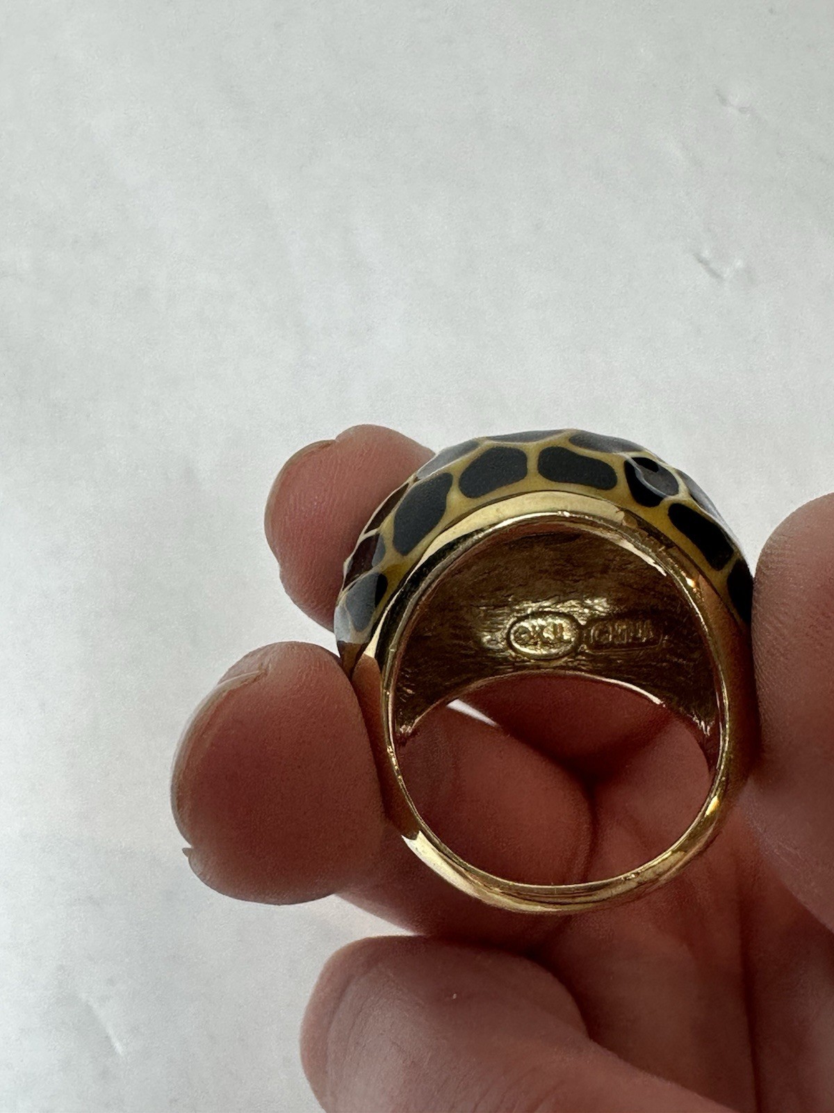 Vintage KJL Kenneth Jay Lane Ring Leopard Green R… - image 5