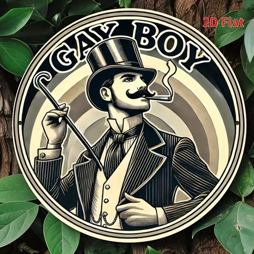Vintage Gay Boy Round Aluminum Tin Metal Signs Home Décor Wall Art 8x8