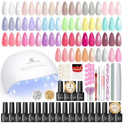 Peacecolor 44 Teile komplettes UV Gel Nagelset, 22 Farben semipermanenter Nagel
