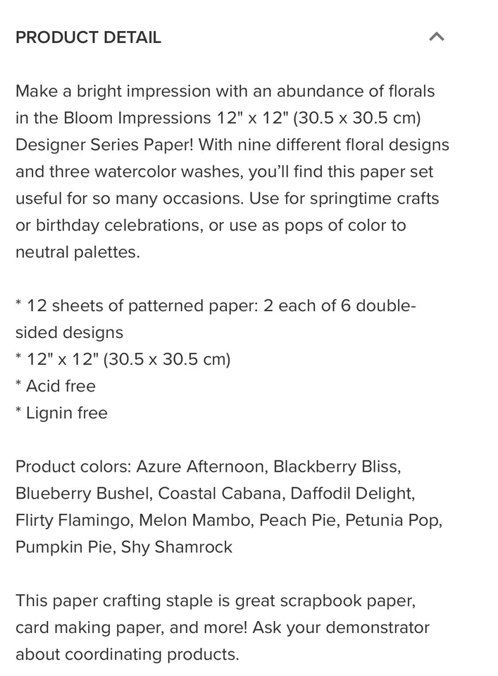 Stampin Up BLOOM IMPRESSIONS 30 Pages 4x6 DSP Florals Flowers Blackberry Bliss - Image 2 of 4