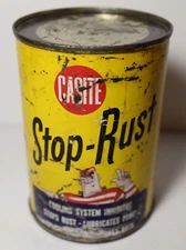 1960s New Vintage Casite Oil Can Tin Mascot Graphic Stop Rust Hastings Michigan