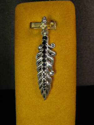 BARBARA BIXBY FEDER CHARM ANHÄNGER VERSTÄRKER BLUME schwarzer Spinell Schmuck SS 18K