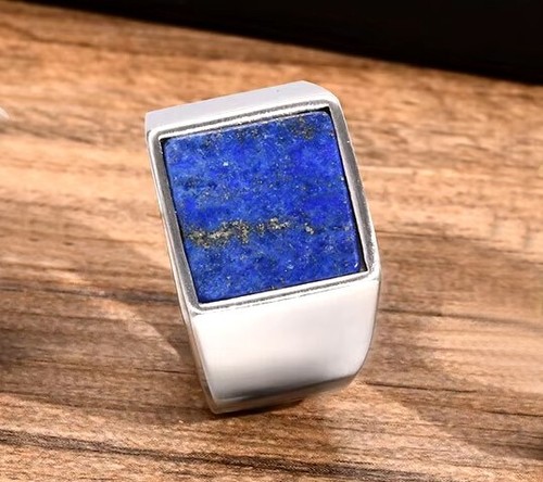 LAPISLAZULI *** 316L EDELSTAHL *** Ring Siegelring  Größenauswahl - Picture 10 of 13