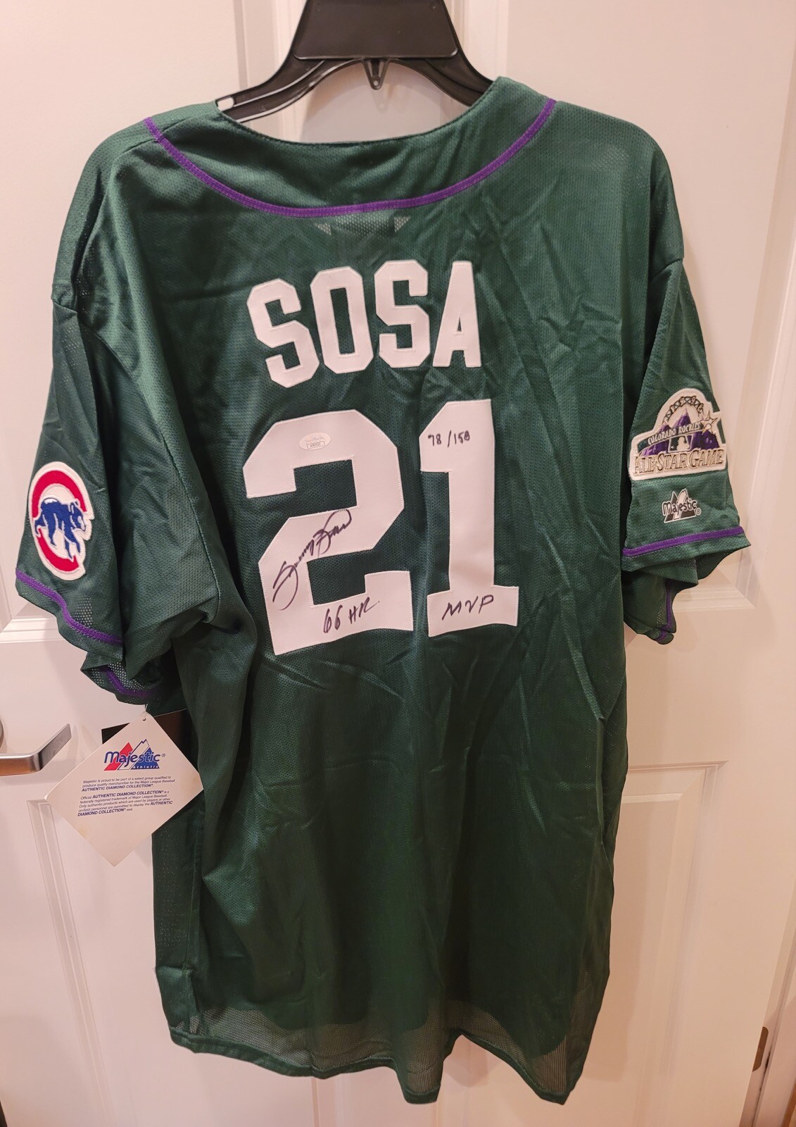 Sammy Sosa 66HR MVP Signed Inscription NL All Star Jersey 78/158 JSA Authentic! 