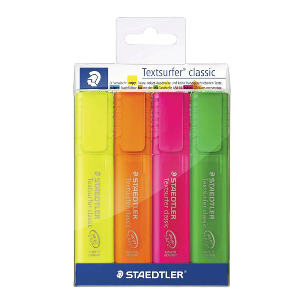 Staedtler Textsurfer Rainbow Fast Drying Soft Chisel Highlighter Pack of 4