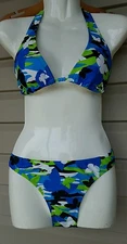NINETY-NINE 99 DEGREES BUTTERFLY HALTER 2PC BIKINI SWIM SET BLUE MEDIUM NEW! $62