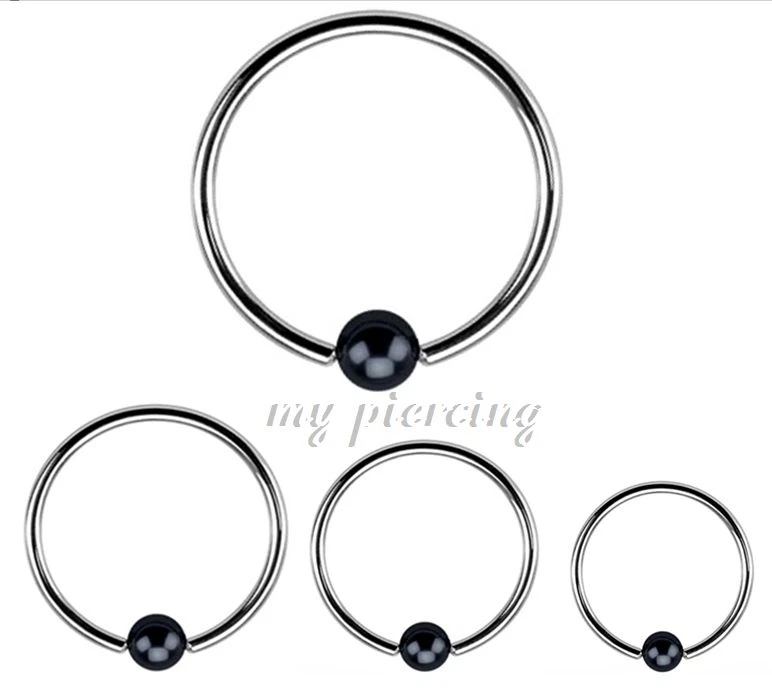 PAIR Captive Bead Ring Surgical Steel with Hematite Plated Bead Nose Earrings - Image 4 of 4