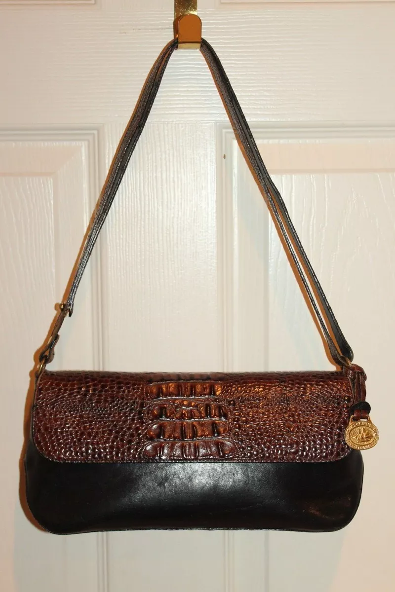 Vintage Brahmin embossed leather crocodile satchel shoulder bag