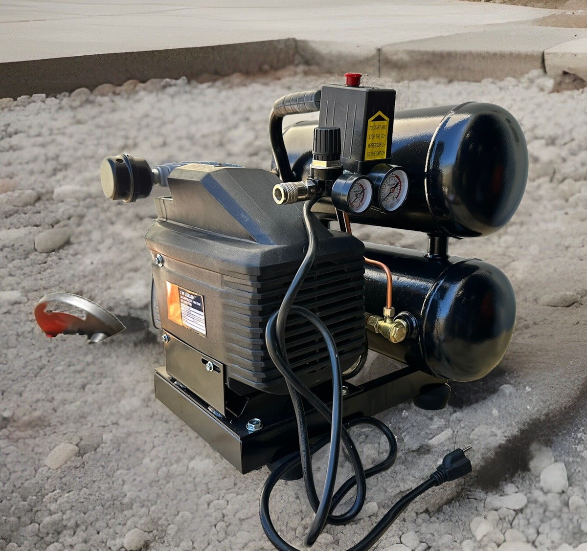 4 Gallon Twin Tanks Air Compressor 2 HP Max 115PSI 5.5cfm