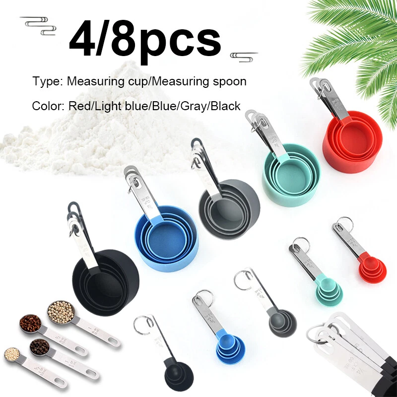 4/8pcs Measuring Cups and Spoons Set with Handles Baking Kitchen - Image 2 of 4