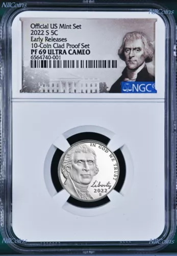 2022 S Proof 5C Nickel 10-clad-coin-set Version NGC PF69 ULTRA CAMEO ER