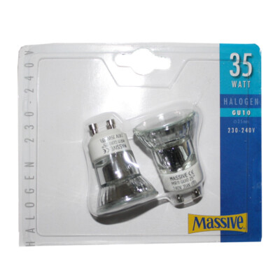 2er Pack MASSIVE 27235/92/60 kleine Hochvolt Halogen Birne GU10 MR11 35mm 230V