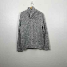 H2H Mens Casual Knit Pullover Sweater Shawl Collar Fleece Lining Gray Sweatshirt