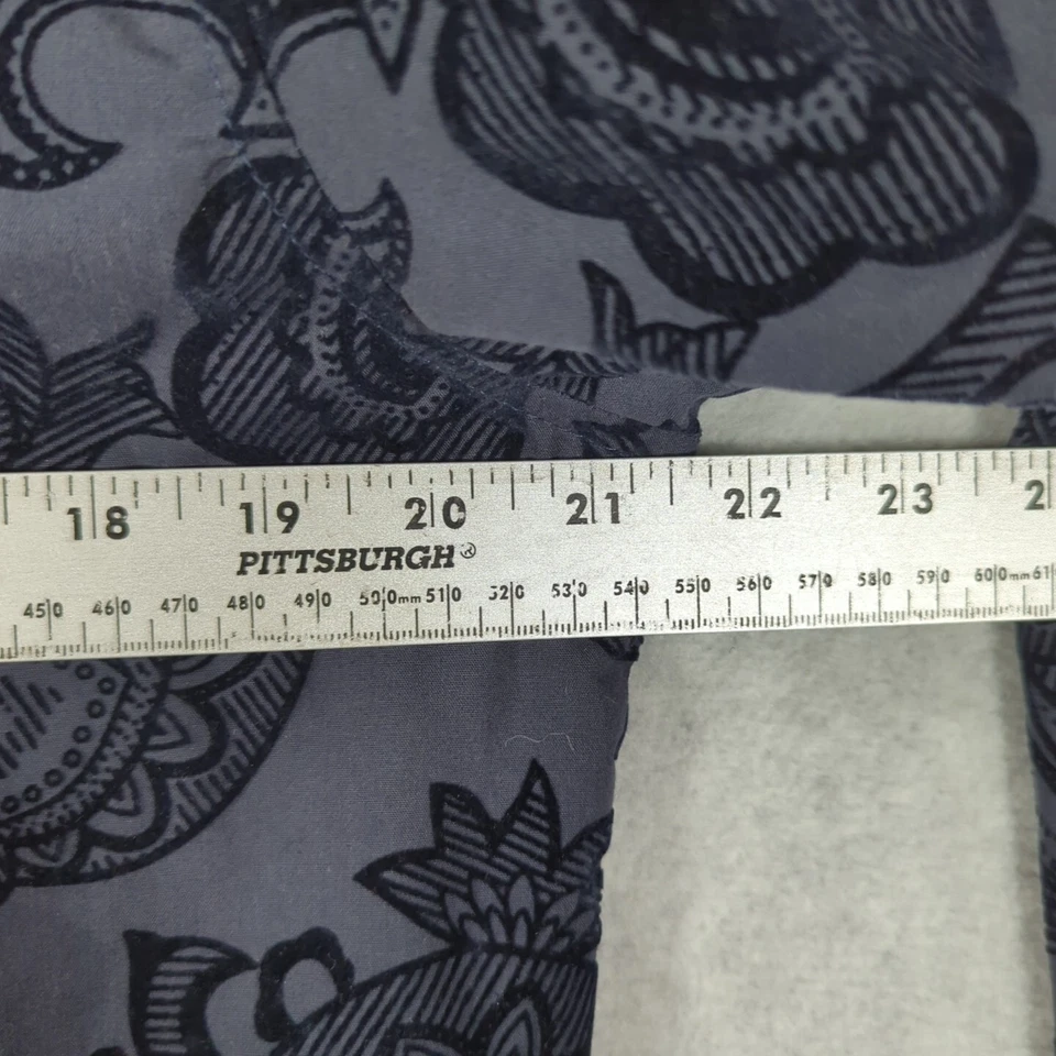 Consequence Velvet Embossed Paisley AOP Shirt Mens M Club Night Out Navy Retro - Image 4 of 4