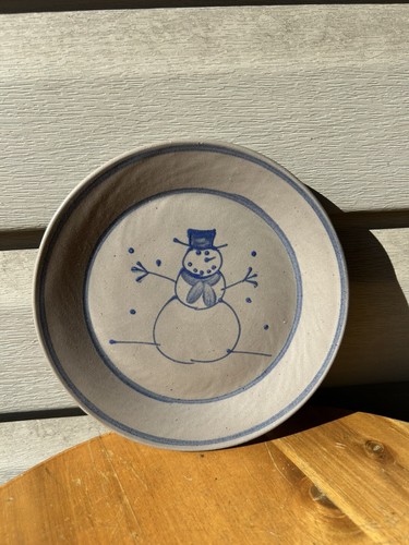 BBP Beaumont Bros. Snowman Hat Winter Salt Glazed Art Pottery Plate 7" 2000
