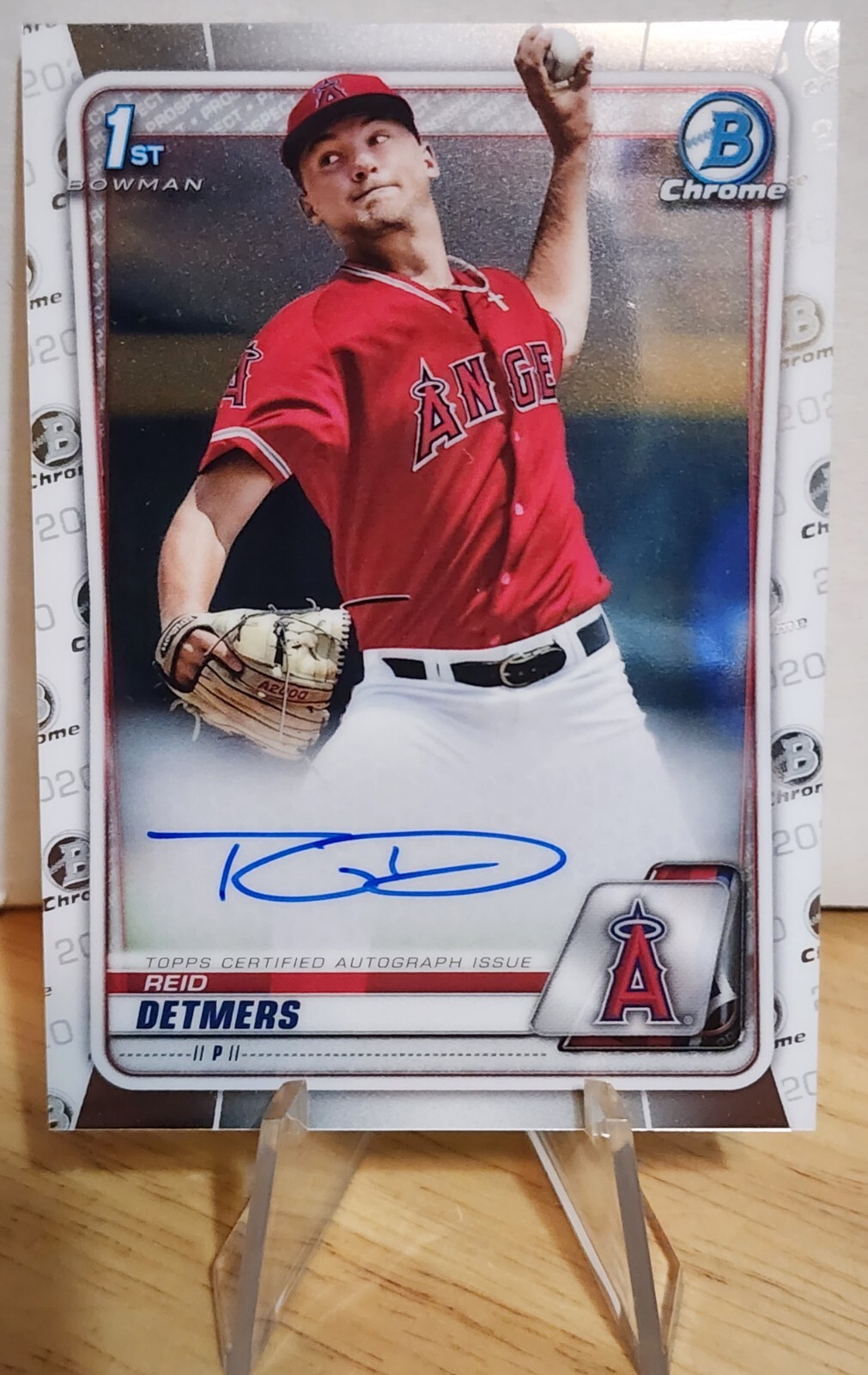 2020 BOWMAN CHROME REID DETMERS ANGELS AUTO ROOKIE RC