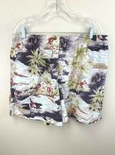 Lands End XL 40 42 Swim Trunks Hawaiian Tropical Floral Sailboat Palm Tree Mens