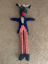 Vintage Donkey Americana Plush Political Democratic Red White Blue 36"