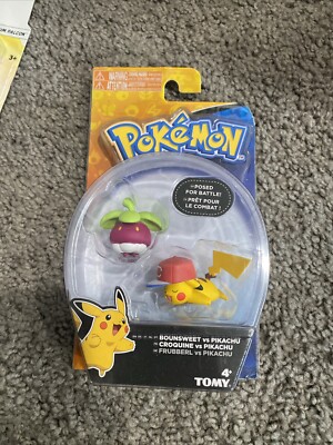 TOMY POKEMON 2018 POSED FOR BATTLE BOUNSWEET VS PIKACHU (WITH ASH HAT) FIGURES